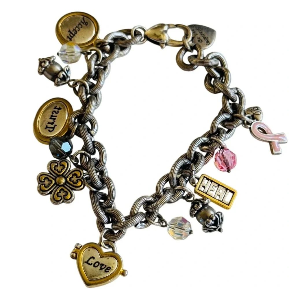 Brighton Power of Pink charm dangle Bracelet Inspirational swarovski crystal‎ 8